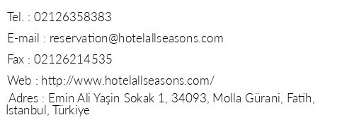 All Seasons Hotel telefon numaralar, faks, e-mail, posta adresi ve iletiim bilgileri